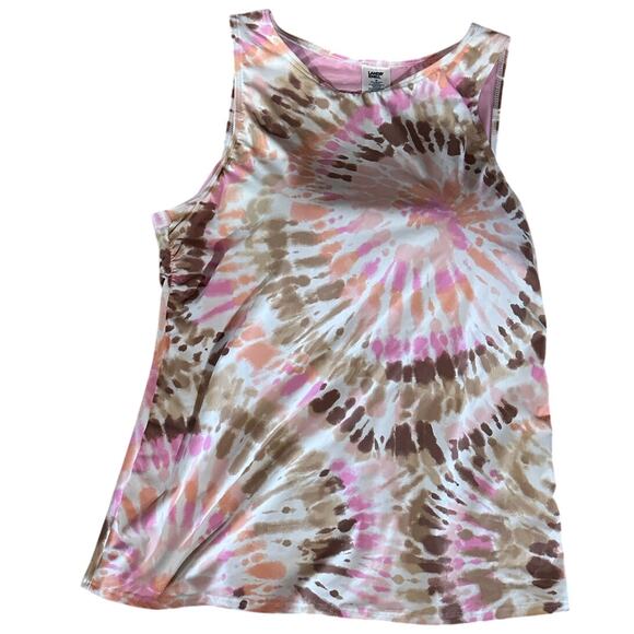Lands’ End Tie Dye Tankini Swim Top Size 18 High Neck Padded Nylon Spandex - Picture 1 of 8